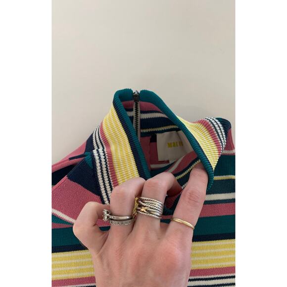 Anthropologie Mauve Yellow, Pink, Green Striped Top SZ Medium - Picture 3 of 4